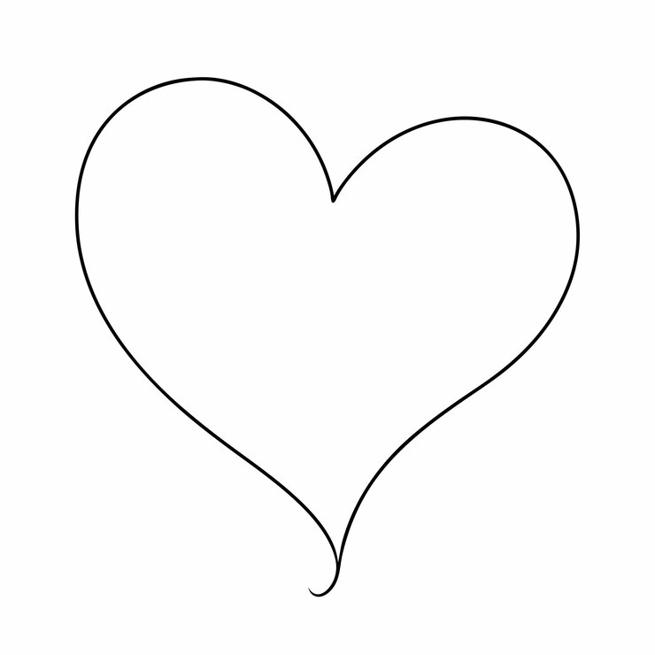 Vecteur coeur continu dessin d'art d'une ligne forme de couleur contour de signe d'amour illustration vectorielle 18