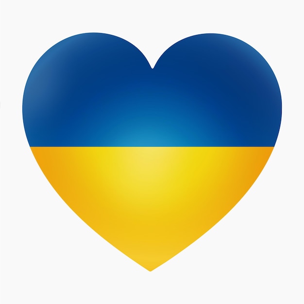Vecteur cœur dans les couleurs du drapeau ukrainien bleu et jaune sur un fond blanc soutien pour l'ukraine