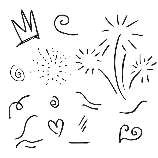 cœur dessiné à la main amour soleil lumière roi swishes swoops accent