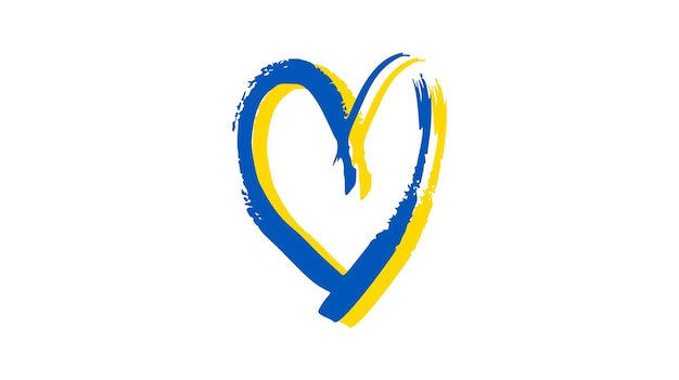 Coeur dessiné à la main aux couleurs ukrainiennes