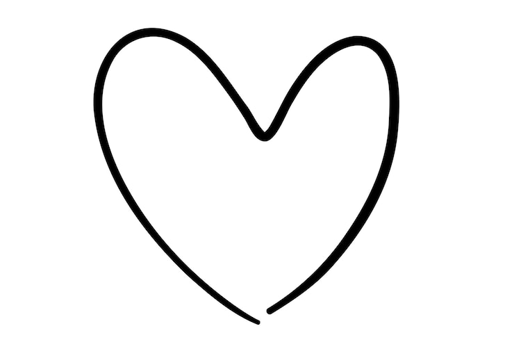 Vecteur cœur dessiné à la main sur fond blanc