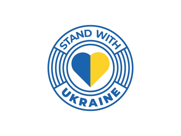 Coeur De Drapeau De L'ukraine Avec Support Avec L'ukraine