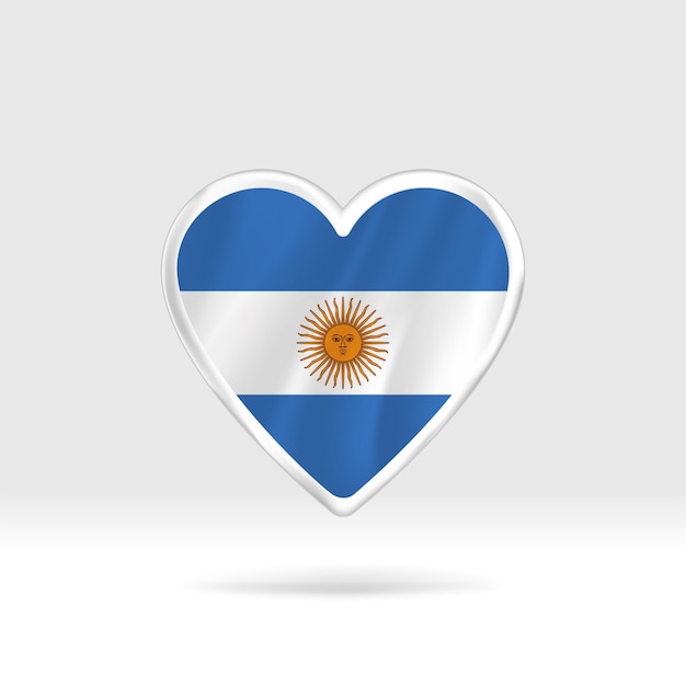 Coeur du drapeau de l'Argentine. Modèle d'étoile et de drapeau de bouton argenté. Montage facile et vecteur en groupes.