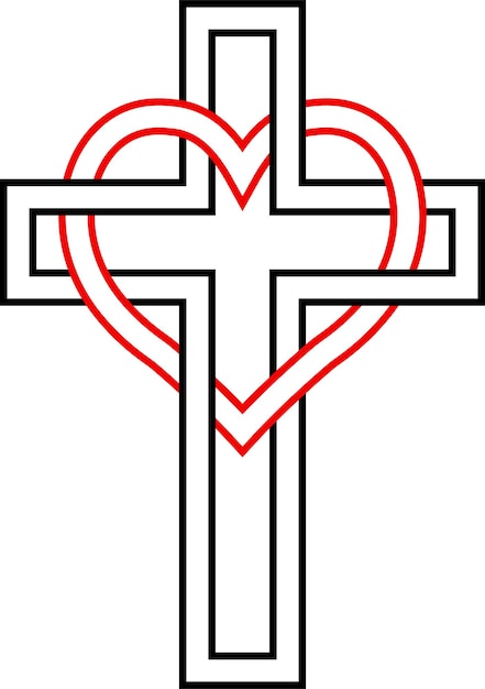 Coeur Entrelacé Symbole De Croix Chrétienne Aith Aimer Dieu