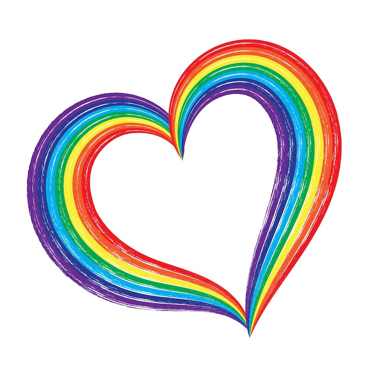Vecteur coeur fait d'arc-en-ciel