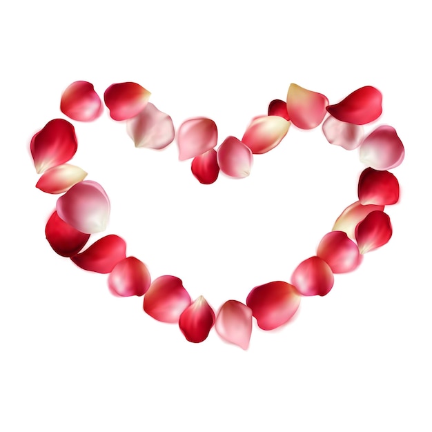 Coeur fait de pétales de roses réalistes décoration pour mariages et fêtes