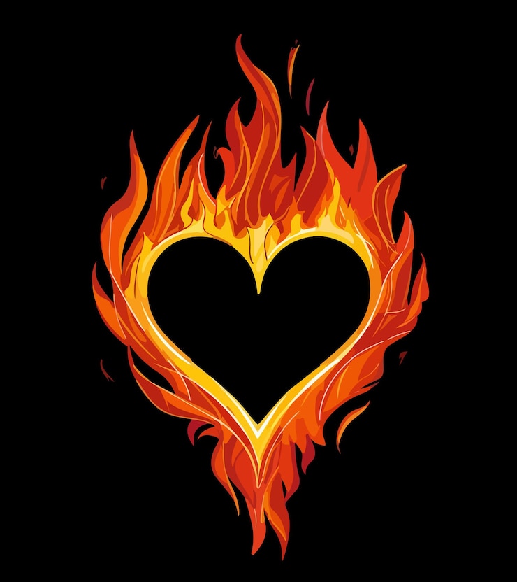 Vecteur un cœur en feu