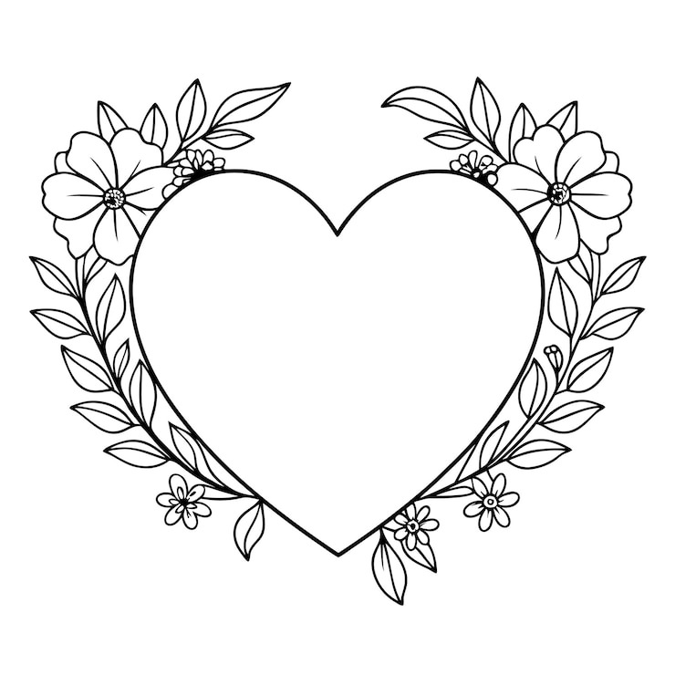 Vecteur un cœur avec des fleurs et un cœur qui dit l'amour