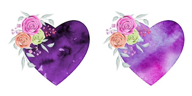 Coeur Floral Aquarelle Décoratif Saint Valentin Avec Des Fleurs