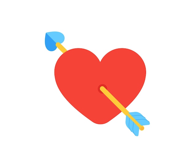 Coeur avec icône isolée de vecteur de flèche. Coeur avec illustration emoji flèche. Coeur avec icône flèche