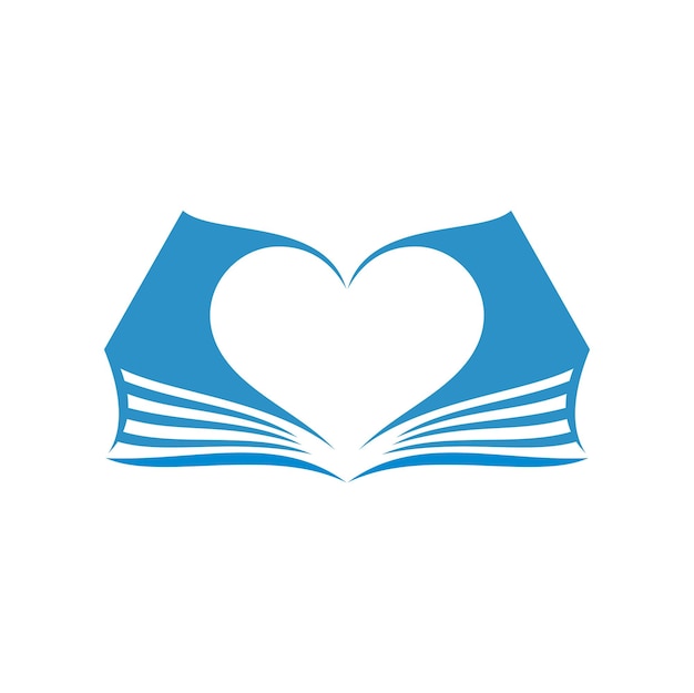 Coeur d'icône de livre sur la librairie de bibliothèque de pages ouvertes