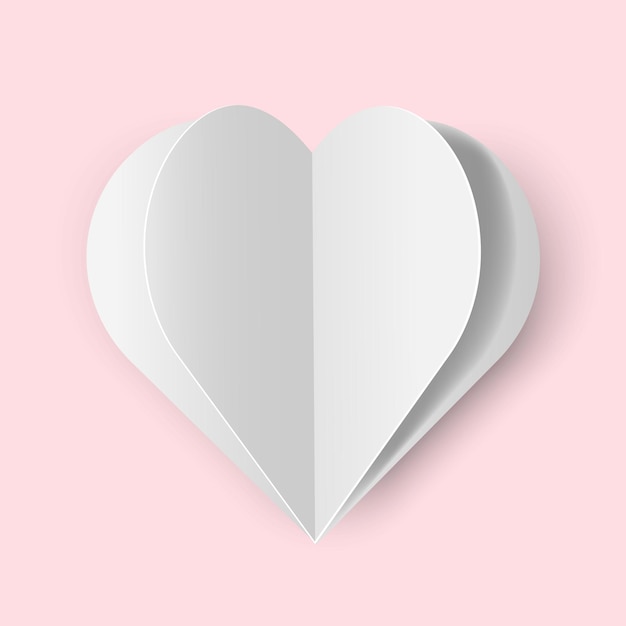 Coeur isolé sur fond rose sur papier origami Design de symbole d'amour