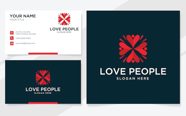 Coeur Avec Logo De Personnes Adapté à L'amour De Couple Ou à La Saint-valentin Avec Modèle De Carte De Visite