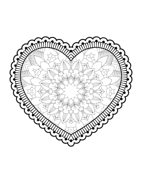 Coeur avec mandala floral. Coeur Mandala.Love.Ornamental coeur avec mandala.Mehndi fleur coeur.