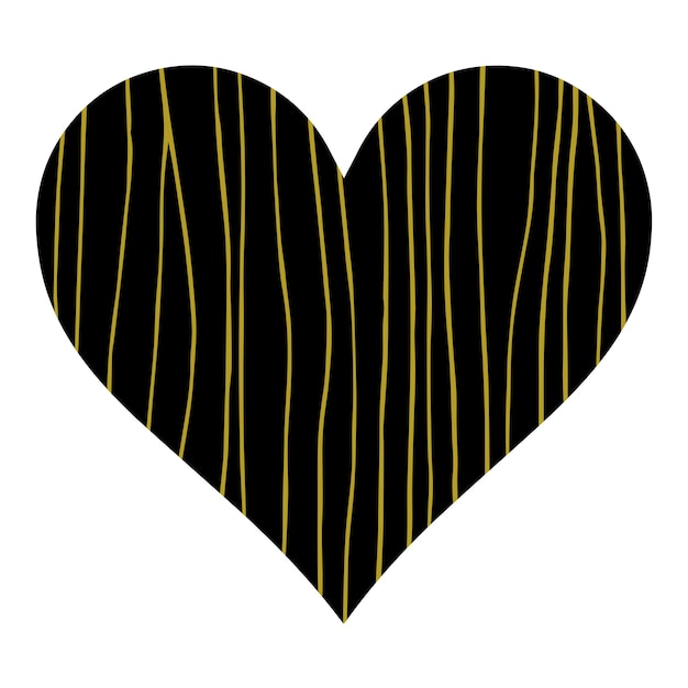 Coeur noir avec des rayures dorées à la base du design