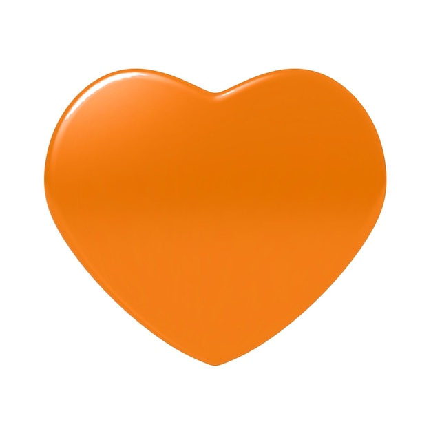 Coeur orange brillant isolé sur fond blanc