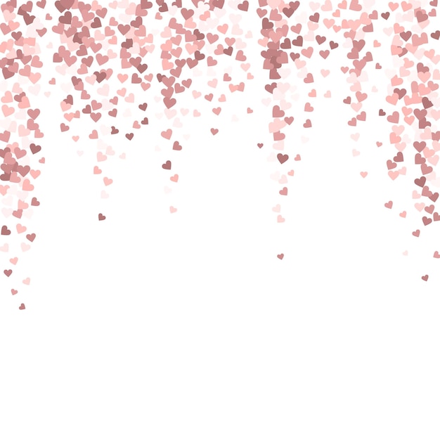 Coeur Rose Amour Confettis Valentine39s Jour Tombant Pluie Juste Fond Chute De Confettis Coeurs Plats Sur Fond Blanc Illustration Vectorielle Cool