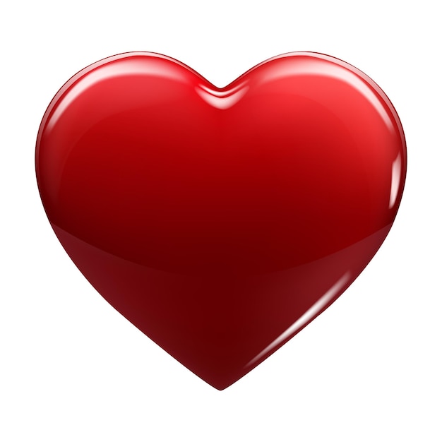 Vecteur cœur rouge 3d réaliste dessiné à la main icône décorative de printemps romantique symbole d'amour de dessin animé joyeux jour de la saint-valentin forme de cœur brillant illustration vectorielle abstraite isolée sur un fond blanc