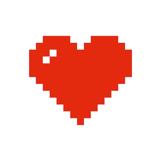 Coeur rouge dans un style pixel art. icône 8 bits. Symbole de la Saint-Valentin. Illustration vectorielle