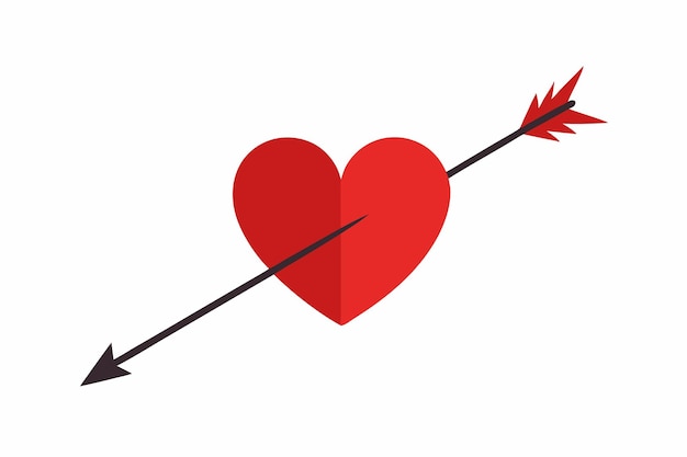Le cœur rouge percé par les Cupides La flèche de l'amour La romance La Saint-Valentin