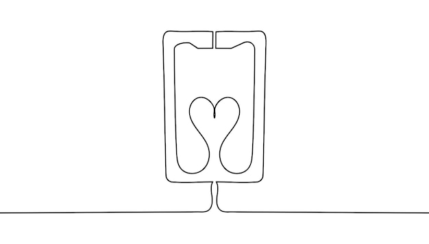 Coeur De Smartphone De Dessin Continu D'une Seule Ligne