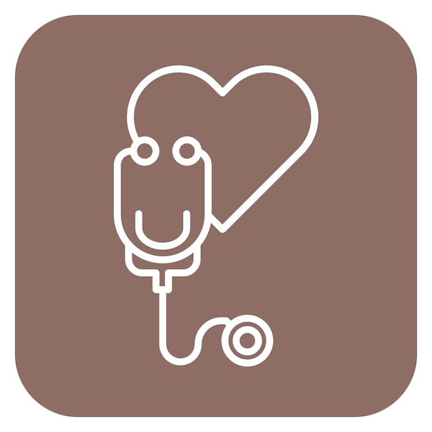 Vecteur un cœur avec un stéthoscope et un symbole de cœur en haut