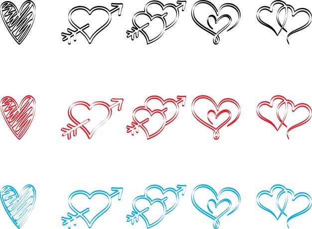 Vecteur cœur svg bundle cœurs svg amour svg saint-valentin svg cute cœur couper les fichiers des icônes du cœur dxf