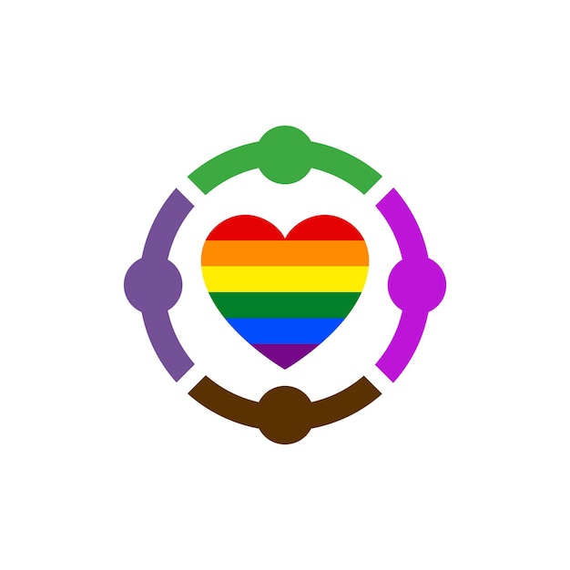 Vecteur coeur de symbole avec fierté lgbt drapeau