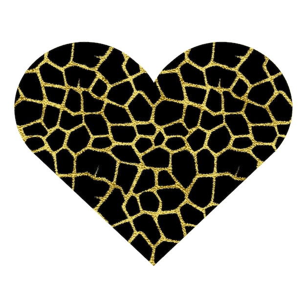 Coeur Avec Des Taches De Girafe Illustration Vectorielle Métallique Or