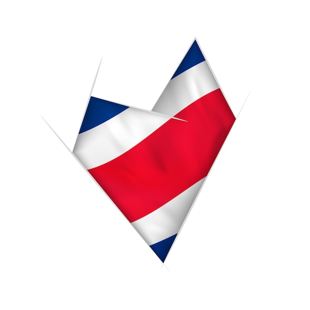 Coeur tordu esquissé avec le drapeau du Costa Rica