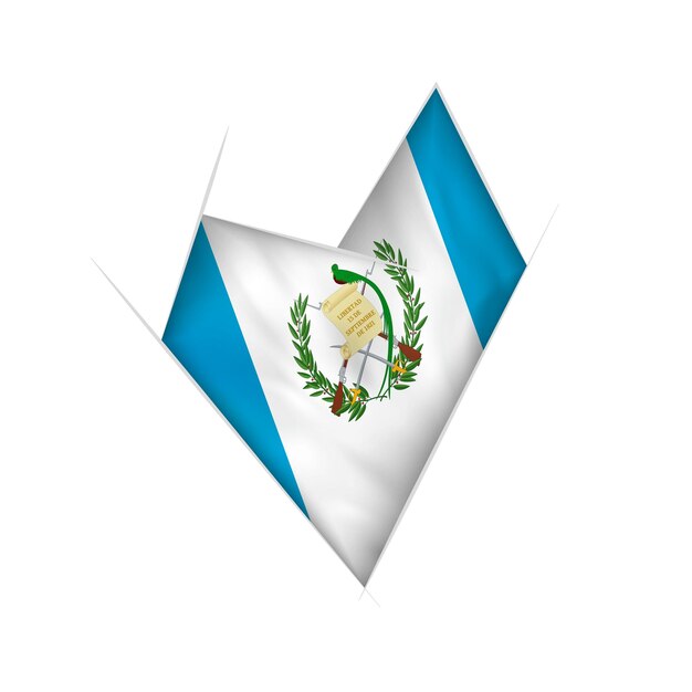 Vecteur coeur tordu esquissé avec le drapeau du guatemala