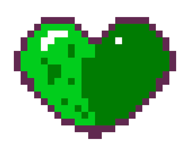 Coeur Vert Pixel Art Pour Interface De Jeu Bit