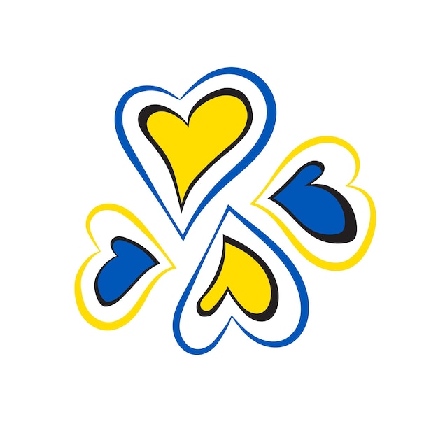Coeurs Bleus Jaunes Comme Symbole De Paix En Ukraine Aucun Signe De Guerre Illustration Vectorielle