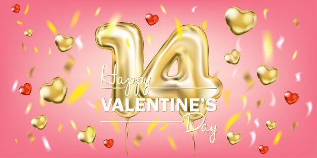 Coeurs de confettis sur fond rose, Saint Valentin