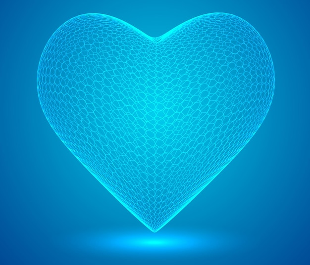 Coeurs hexagonaux 3D sur un symbole de fond coloré de l'amour et de la santé du cœur