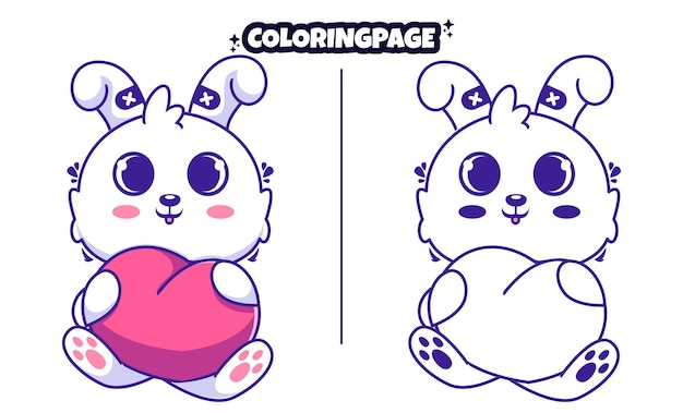 Coeurs De Lapin Mignons Avec Des Pages à Colorier Adaptées Aux Enfants