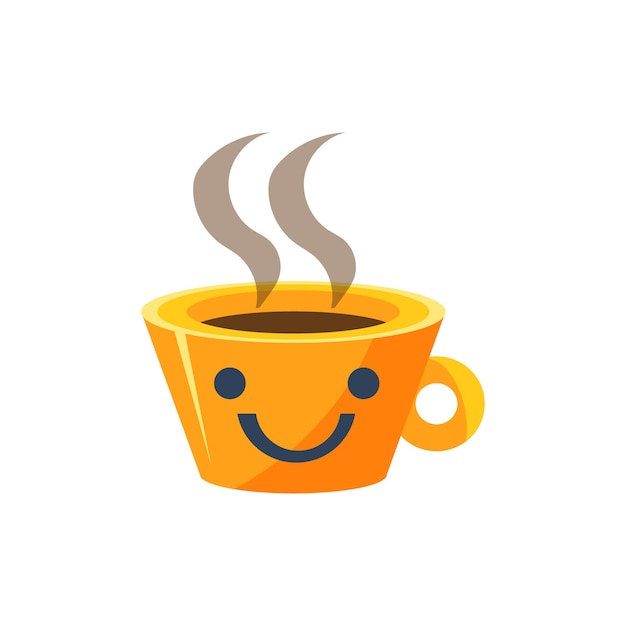 Coffe Mug Primitif Icône Avec Smiley Face