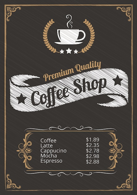 Coffee Menu De Style Tableau Noir