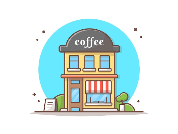 Vecteur coffee shop building vector icon illustration. bâtiment et landmark icon concept