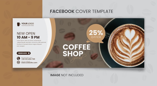 Vecteur coffee shop facebook cover template design