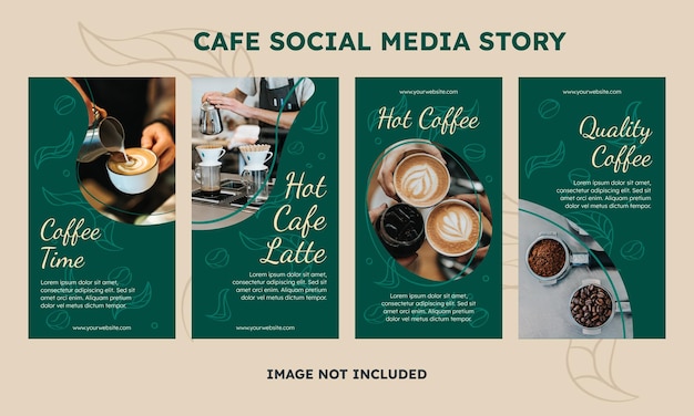 Coffee Shop Green Natural Social Media Story Set