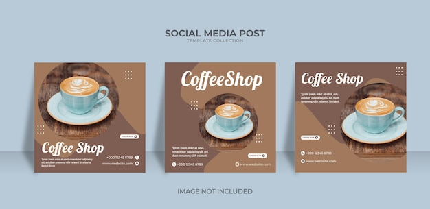 Coffee Shop Médias Sociaux Post Instagram Promotion Ensemble Avec Des Offres Spéciales Vecteur Premium