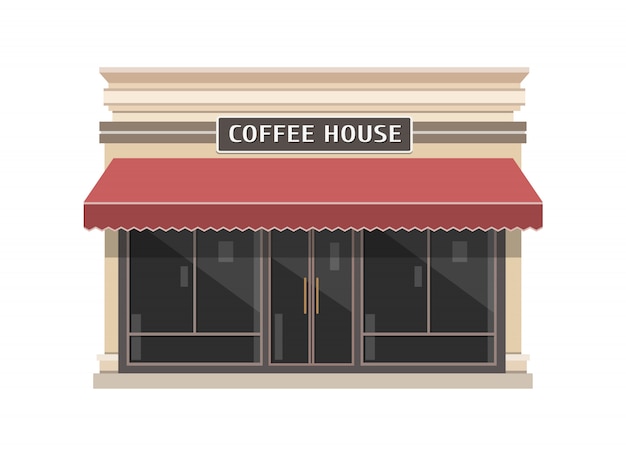 Vecteur coffeeshop building illustration dans un style plat