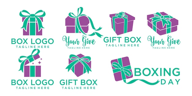 Coffret Cadeau Icon Set Logo Logo Template Design Vector