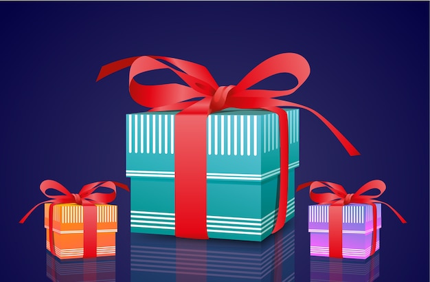 Coffret Cadeau De Noël Ou D'anniversaire Avec Emballage Coloré Et Rubans