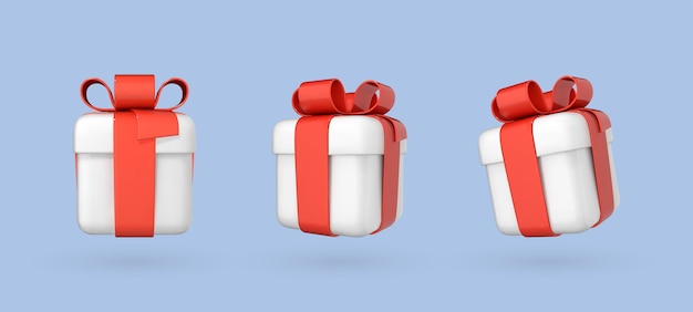 Vecteur coffret cadeau pour surprise isolé sur fond bleu modèle 3d réaliste boîtes de cadeau vides illustration vectorielle 3d