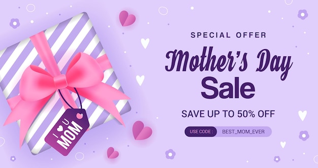 Coffret cadeau vente fête des mères sur fond violet