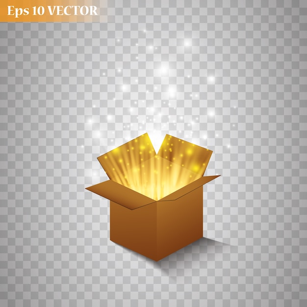 Coffret magique sur fond transparent