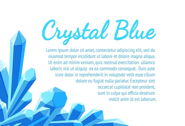 Coin De Cristal De Glace Avec Texte Conception De Bannière Ou De Dépliant Avec Cristaux Bleus Illustration Vectorielle