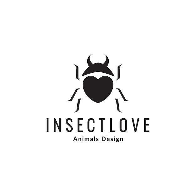 Coléoptère Insecte Avec Amour Logo Design Vecteur Symbole Graphique Icône Signe Illustration Idée Créative